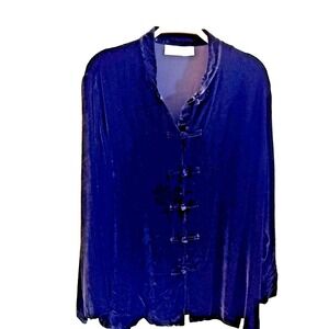 Sutton Studio Black Velvet Pintuck Tunic Shirt Top Women Large Silk Blend‎ Flaw